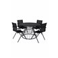 Tropea Dining Table - Black Steel / Grey Spray Glass, Alina Dining Chair - Black Alu / Black Textilene