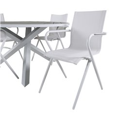 Parma Table ø 140 - White/Grey, Alina Dining Chair - white Alu / White Textilene_4