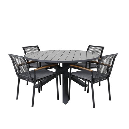 Parma - Table ø 140 - Black Alu /Grey Aintwood, Dallas Dining Chair_4