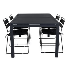 Marbella Table 160/240 - Black/Black, Lina Dining Chair - Black_4