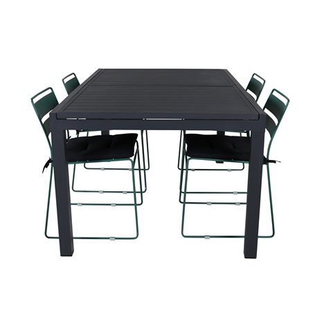 Marbella Table 160/240 - Black/Black, Lina Dining Chair - Green_4