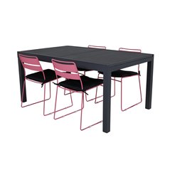 Marbella Table 160/240 - Black/Black, Lina Dining Chair - Pink_4