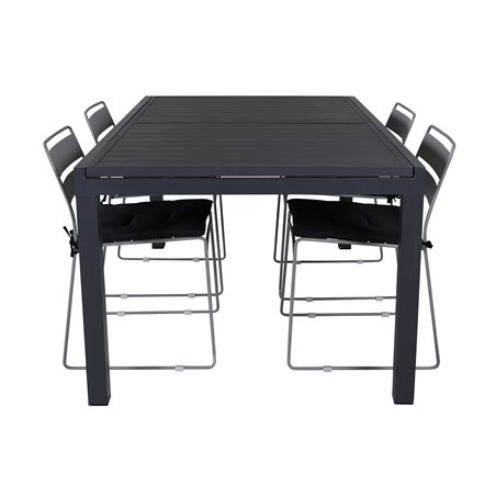 Marbella Table 160/240 - Black/Black, Lina Dining Chair - Grey_4