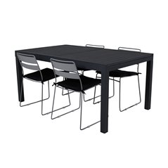 Marbella Table 160/240 - Black/Black, Lina Dining Chair - Grey_4