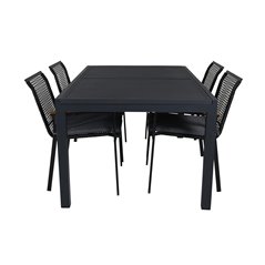 Marbella-pöytä 160/240 Black/Black, Dallas Dining Chair