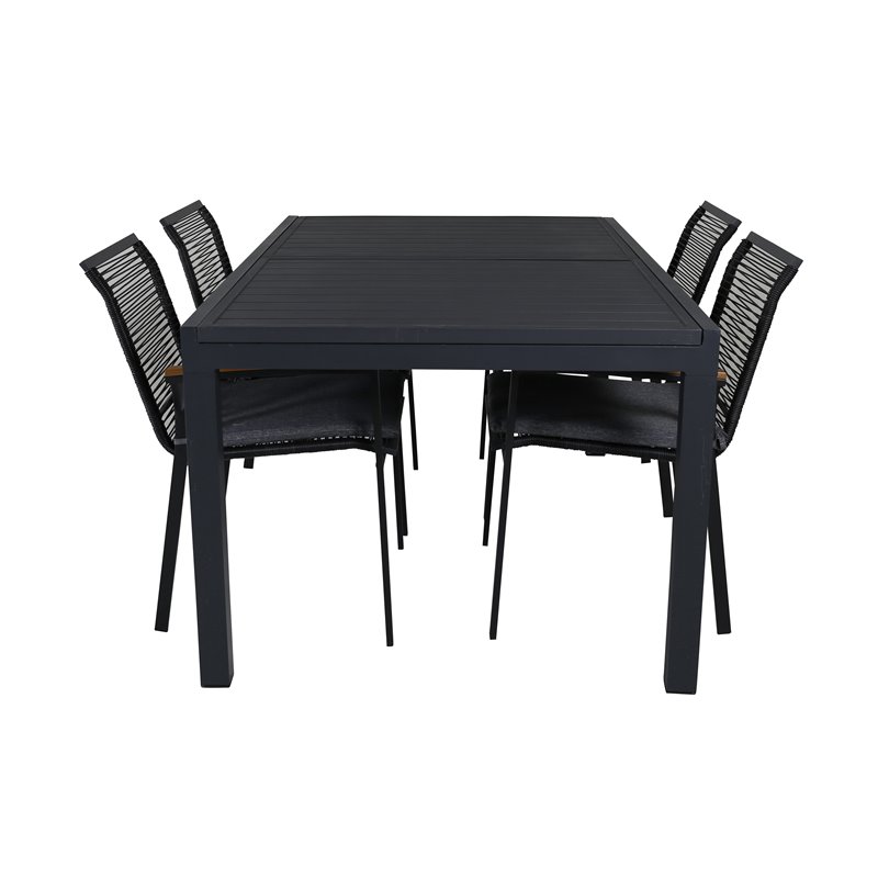 Marbella-pöytä 160/240 Black/Black, Dallas Dining Chair