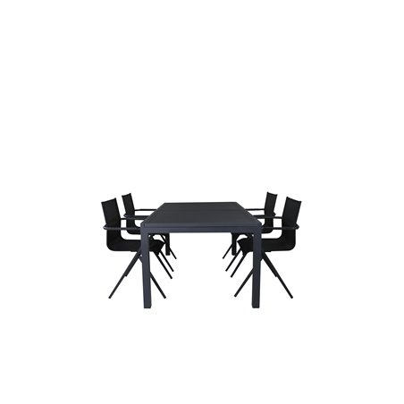 Marbella Table 160/240 - Black/Black, Alina Dining Chair - Black Alu / Black Textilene_4