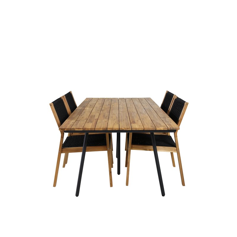 Chan Dining Table - Black Steel / Acacia Little John Dining Chair: Black Rope, tunnetuin esittäjä Acacia