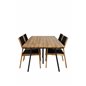 Chan Spisebord - Sort Stål / Acacia (teak-look) - 200cm + Little John Dining Chair - Sort reb / Acacia _4