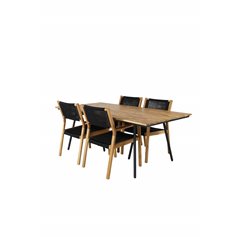 Chan Dining Table - Black Steel / Acacia Little John Dining Chair: Black Rope, tunnetuin esittäjä Acacia