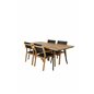 Chan Dining Table - Black Steel / Acacia Venice Stackingchair: Teak/Black Textilene