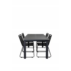 Albany Table - 152/210 - Black/Grey+Lindos Alkuperäinen nimi: Black Alu/Black Rope