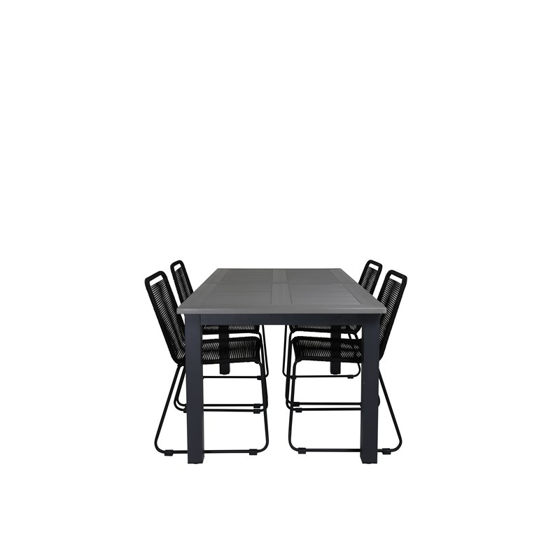 Albany Table - 152/210 - Black/Grey+Lindos Alkuperäinen nimi: Black Alu/Black Rope