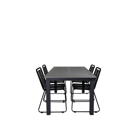 Albany Table - 152/210 - Black/Grey+Lindos Alkuperäinen nimi: Black Alu/Black Rope