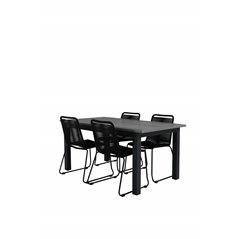 Albany Table - 152/210 - Black/Grey+Lindos Alkuperäinen nimi: Black Alu/Black Rope