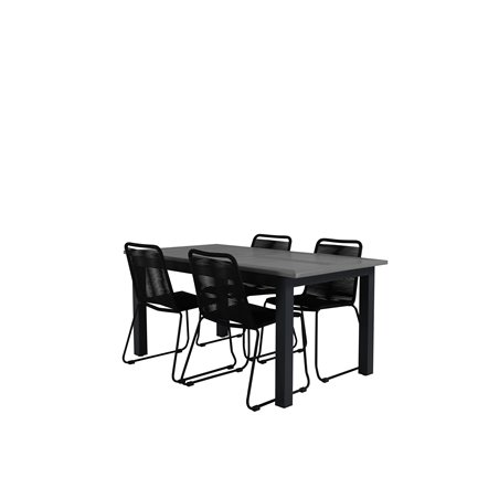 Albany Bord - 152/210 - Sort / Grå + Lindos Staple Chair - Sort Alu / Sort rep_4