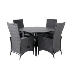 Alma Dining Table - Black Alu - ø120cm, Padova Chair (Recliner) - Black/Grey_4