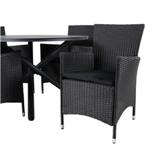 Alma Dining Table - Black Alu - ø120cm, Knick Armchair - Black_4