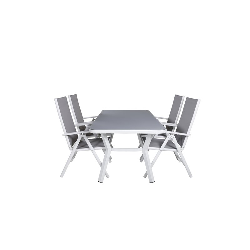 Virya Dining Table - White Alu / Grey Glass Break 5: Pos Chair - White/Grey_4