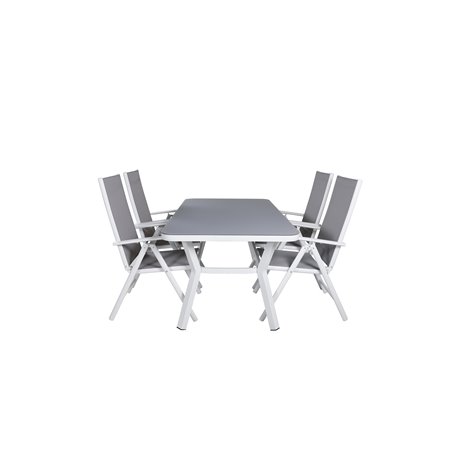 Virya Dining Table - White Alu / Grey Glass Break 5: Pos Chair - White/Grey_4