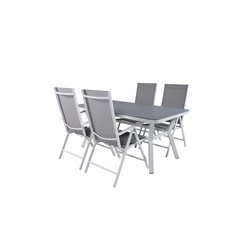 Virya Dining Table - White Alu / Grey Glass Break 5: Pos Chair - White/Grey_4