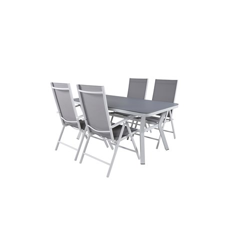 Virya Dining Table - White Alu / Grey Glass Break 5: Pos Chair - White/Grey_4