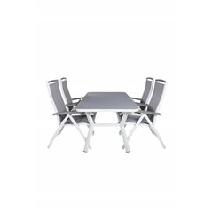 Virya Dining Table - White Alu / Grey Glass Albany 5: Pos -tuoli