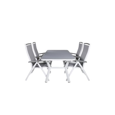 Virya Dining Table - White Alu / Grey Glass Albany 5: Pos -tuoli