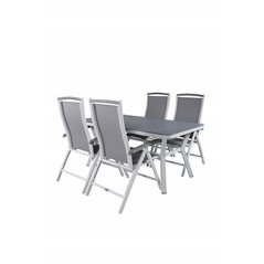 Virya Dining Table - White Alu / Grey Glass Albany 5: Pos -tuoli