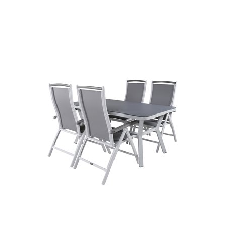 Virya Matbord - Vit Aluminium / Grå Glas - Små Tabell + Albany 5: Pos Stol - Vit / Grå_4