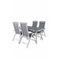 Virya Dining Table - White Alu / Grey Glass Albany 5: Pos -tuoli