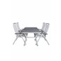 Virya Dining Table - White Alu / Grey Glass Albany 5:pos Stol - Valkoinen alumiini/valkoinen tekstiili