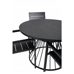 Tropea Dining Table - Black Steel / Grey Spray Glass, Levels Chair - Black Alu / Black Aintwood