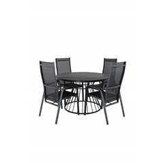 Tropea Dining Table - Black Steel / Grey Spray Glass, Copacabana Recliner -tuoli