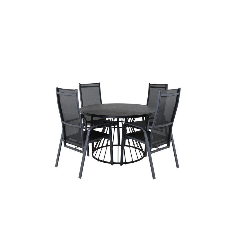 Tropea Dining Table - Black Steel / Grey Spray Glass, Copacabana Recliner -tuoli