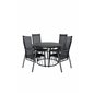 Tropea Dining Table - Black Steel / Grey Spray Glass, Copacabana Recliner -tuoli