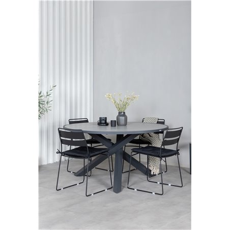 Parma - Table ø 140 - Black Alu /Grey Aintwood, Lina Dining Chair - Black_4