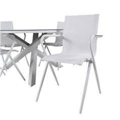 Copacabana Table ø 140 - White/Grey, Alina Dining Chair - white Alu / White Textilene_4