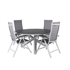 Copacabana Table ø 140 - White/Grey, Albany Light 5-pos white alu / Grey Textilene_4