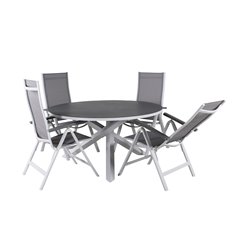 Copacabana Table ø 140 - White/Grey, Albany Light 5-pos white alu / Grey Textilene_4