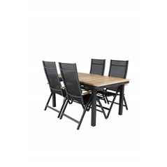 Panama Tabell 152/210 - Svart / teak, Panama Light 5-Pos stol svart / svart och teak_4