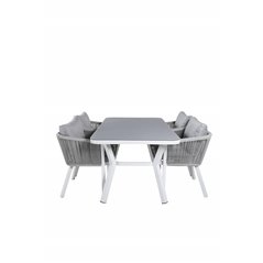 Virya Dining Table - White Alu / Grey Glass - small table+Virya Dining Chair - White Alu / Grey cushion _4