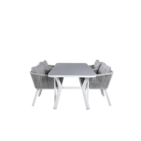 Virya Dining Table - White Alu / Grey Glass - small table+Virya Dining Chair - White Alu / Grey cushion _4