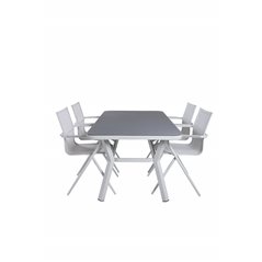 Virya Dining Table - White Alu / Grey Glass - Pieni pöytä + Alina -ruokailutuoli