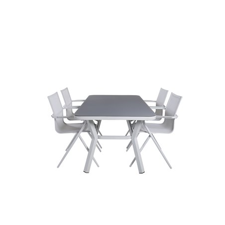 Virya Dining Table - White Alu / Grey Glass - small table+Alina Dining Chair - white Alu / White Textilene_4