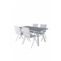 Virya Dining Table - White Alu / Grey Glass - small table+Alina Dining Chair - white Alu / White Textilene_4