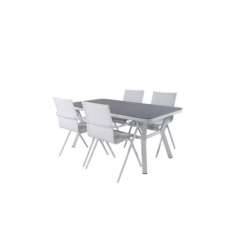 Virya Dining Table - White Alu / Grey Glass - Pieni pöytä + Alina -ruokailutuoli