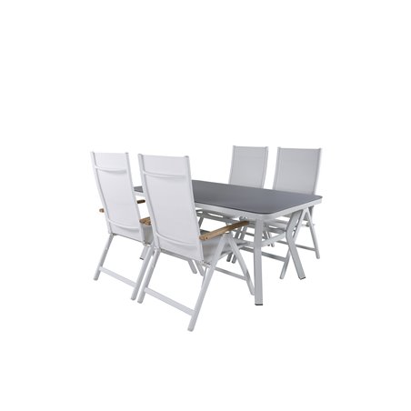 Virya Dining Table - White Alu / Grey Glass Panama Light 5-pos Valkoinen/valkoinen