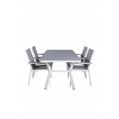 Virya Dining Table - White Alu / Grey Glass - small table+Parma Chair - White/Grey_4