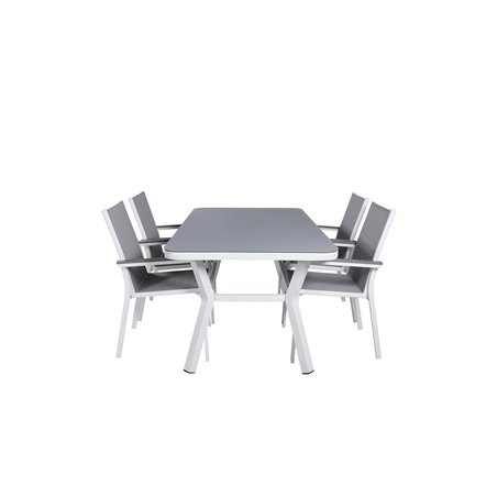 Virya Dining Table - White Alu / Grey Glass - small table+Parma Chair - White/Grey_4